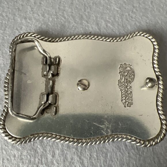Nocona Silver and Brown Western Belt Buckle - Picture 2 of 5